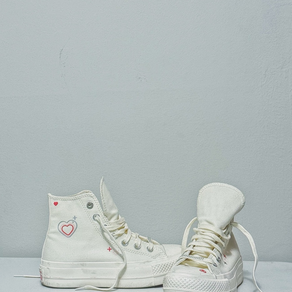 Chic High-Top Sneakers with Heart Accents